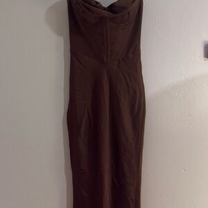 House of CB Brown Charmaine corset Maxi-dress
